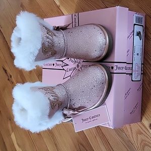 Juicy couture lil windsor rose gold glitter toddler boots 8